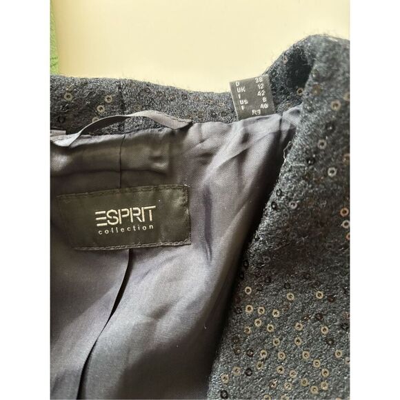 Esprit Black Sequin Women’s Bolero Jacket Blazer Size 8 Vintage - Picture 2 of 13